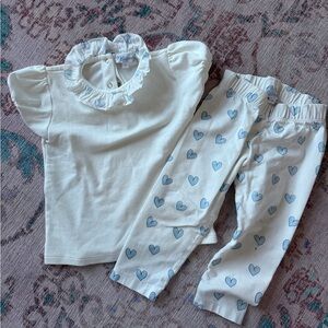 Kids White and Blue Heart Pajama Set